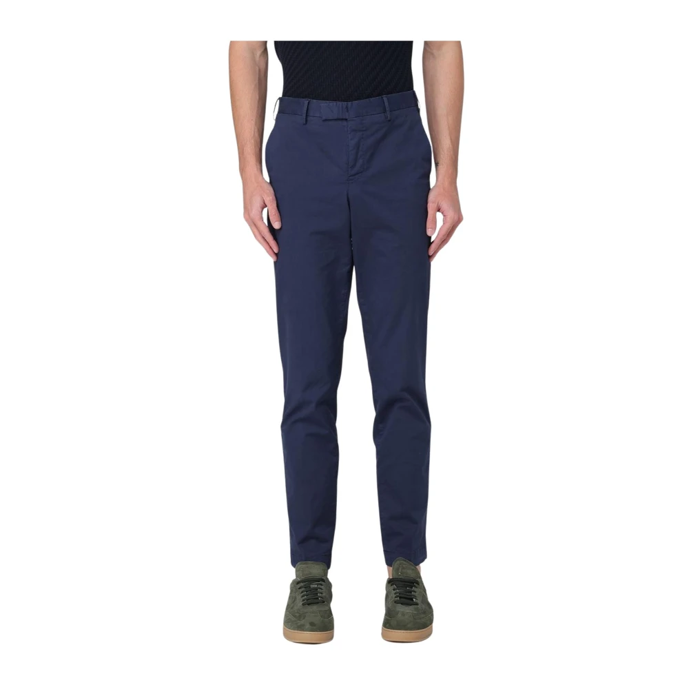 Pt Torino Men's Blue Comfortable Cotton Straight Leg Trousers - Slim-Fit Trousers - 2XL - Trousers