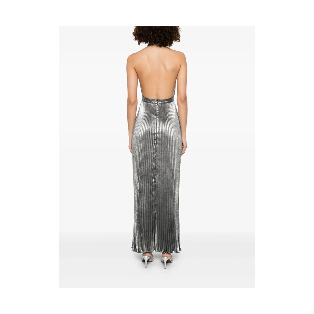 L'idée Gunmetal Grey Halternek Jurk met Plissé Gray Dames