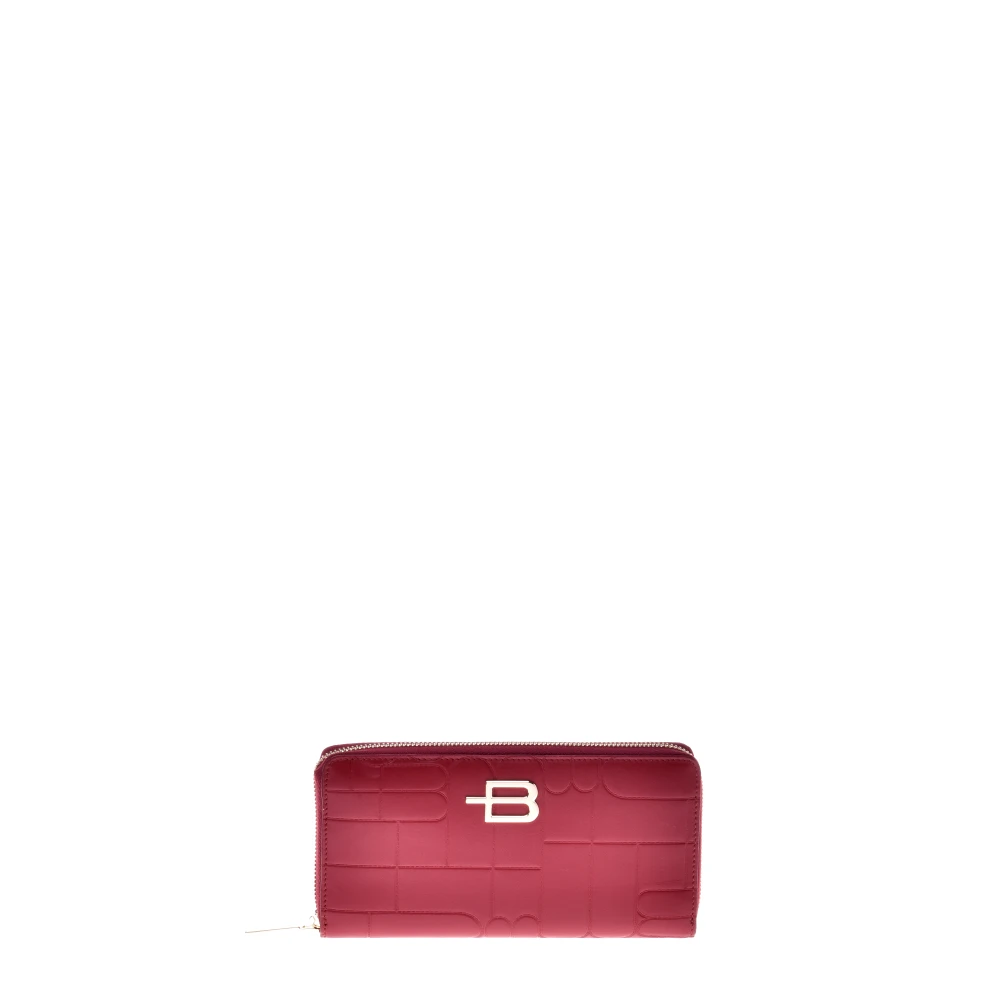 Baldinini Red leather zipped wallet Red Dames