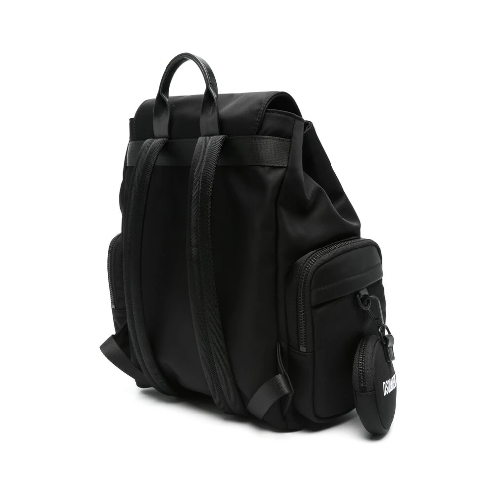 Dsquared2 Zwarte Rugzak met Meerdere Ritszakken Black Dames