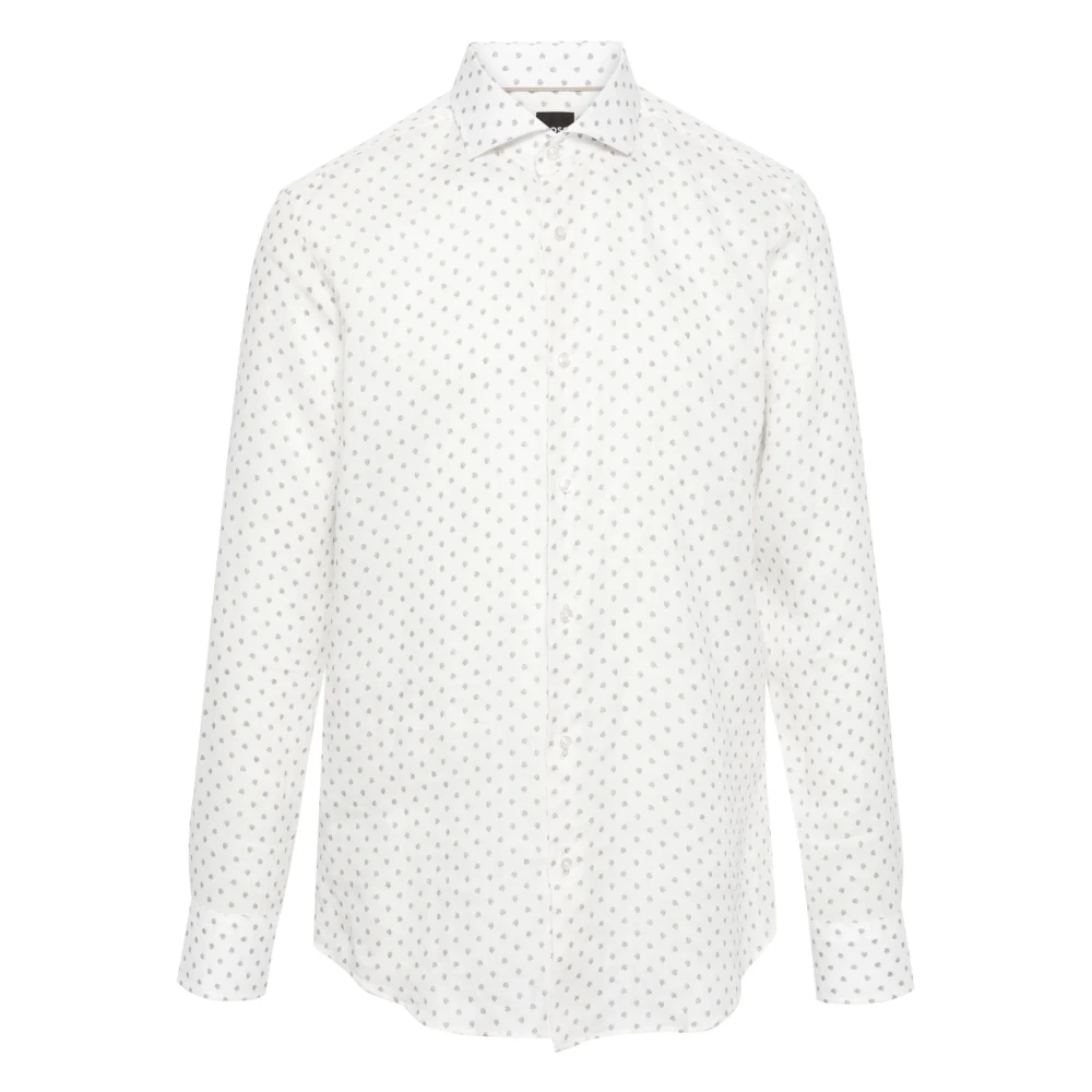 Hugo Men's White Linen Micro-Pattern Shirt - Casual Shirts - 2XL - Shirts