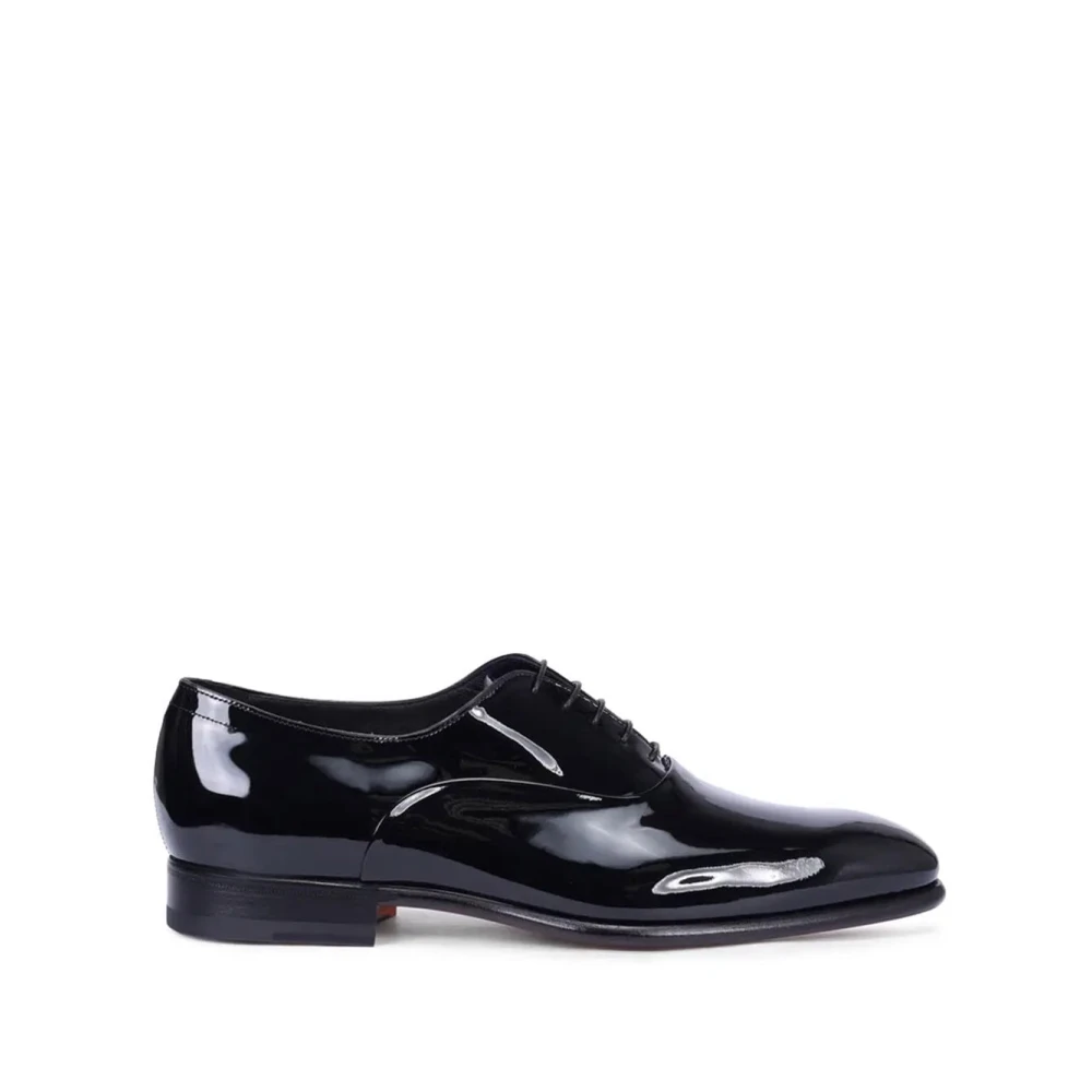 Santoni Men's Black Dress Shoes, 6 Uk, Patent Leather Oxford Shoe