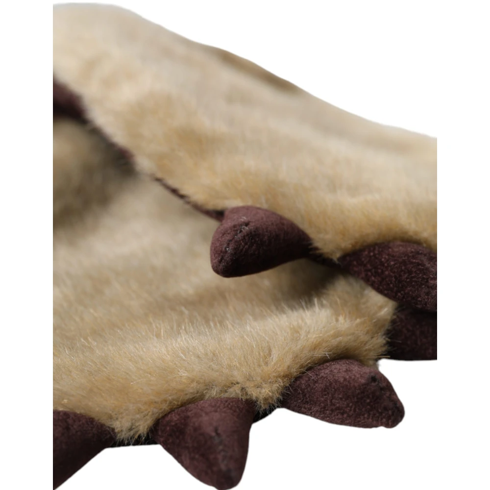 Dolce & Gabbana Beige Gebreide Bont Pols Handschoenen Beige Dames