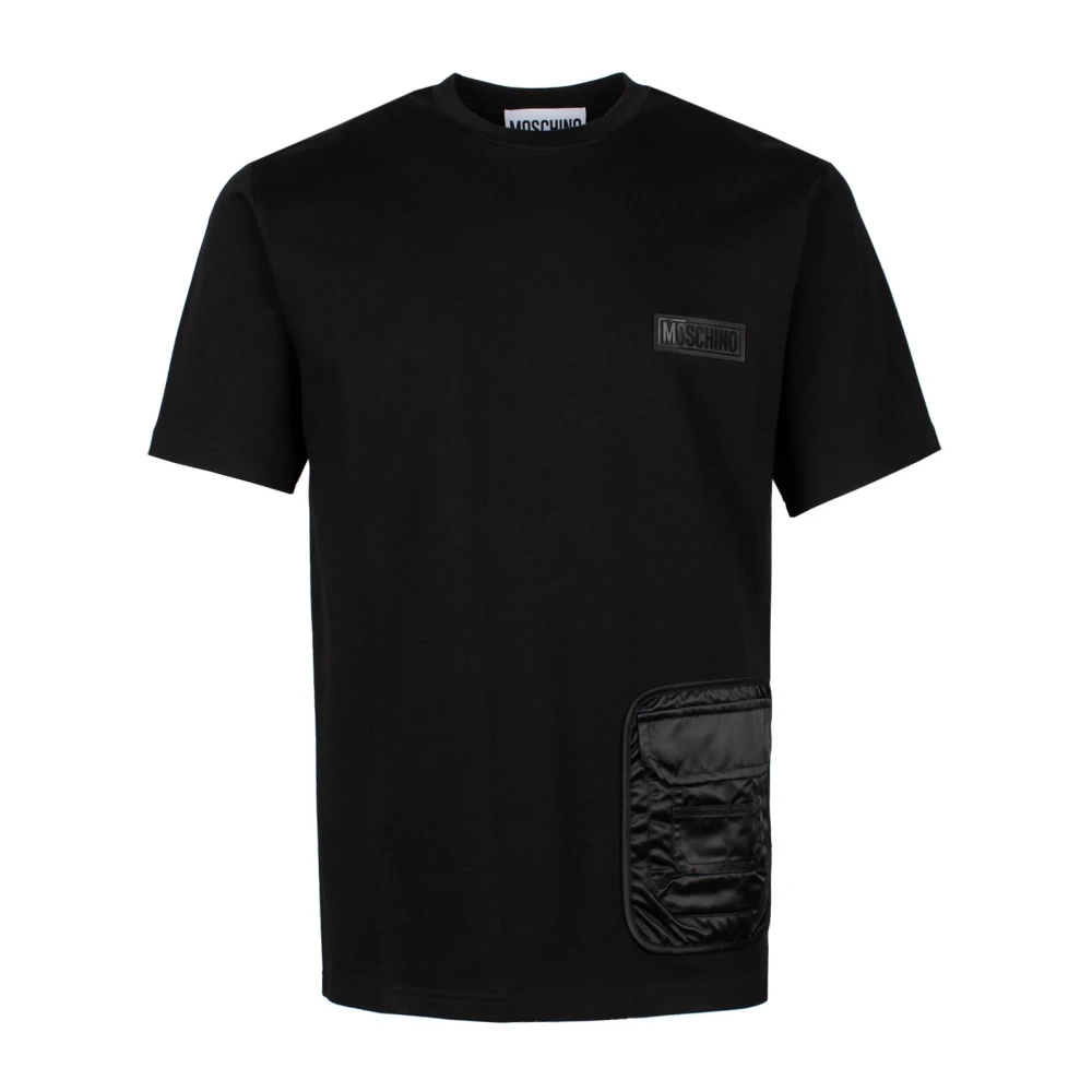 Moschino Heren Zwart Katoenen T-shirt met Multipocket Details Black Heren