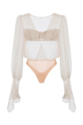 Crepon Bodysuit med mikroprikkprint