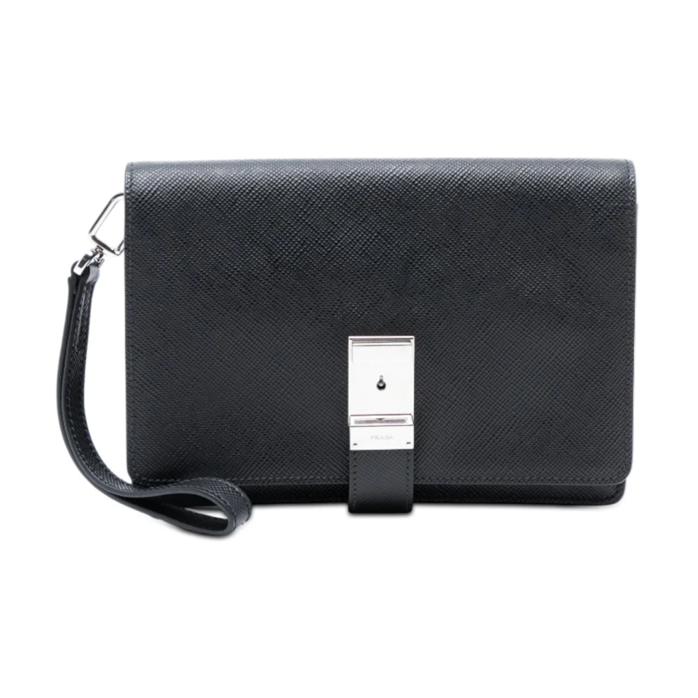 Prada Vintage Women's Black Pre-Owned Wristlet Pouch