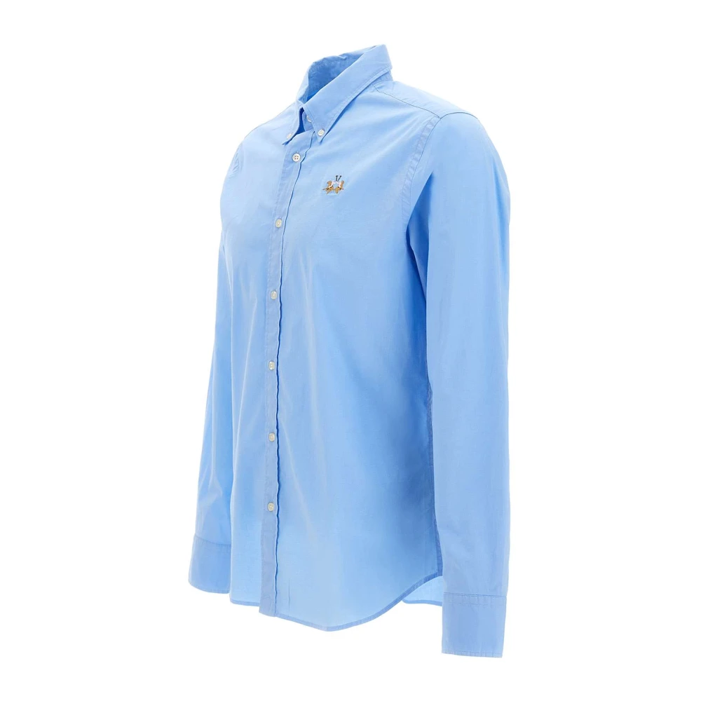 LA MARTINA Blauwe Stretch Katoenen Overhemd met Knopen Blue Heren