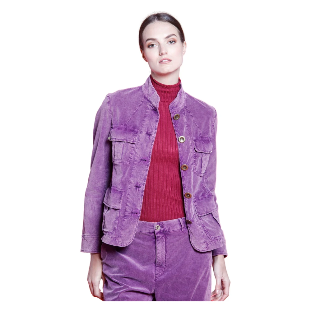 Mason's Paarse fluwelen jas met 1000 strepen Purple Dames