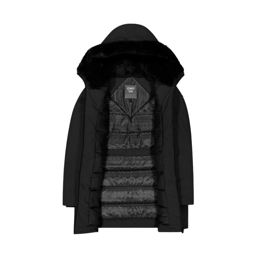 CMP Zwarte Winterjas met Nepbont Black Dames