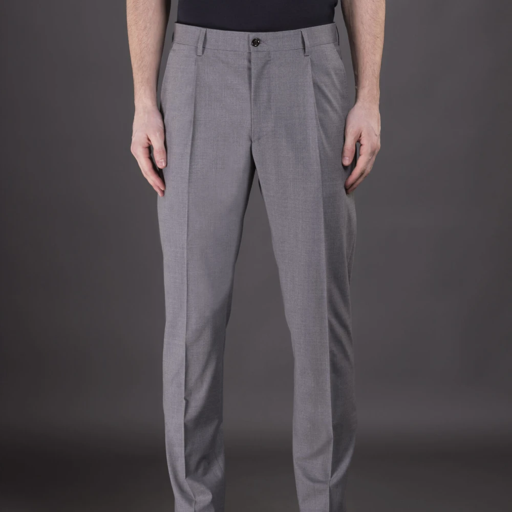 Moorer Stretch Chino Broek in Fijne Australische Wol Gray Heren