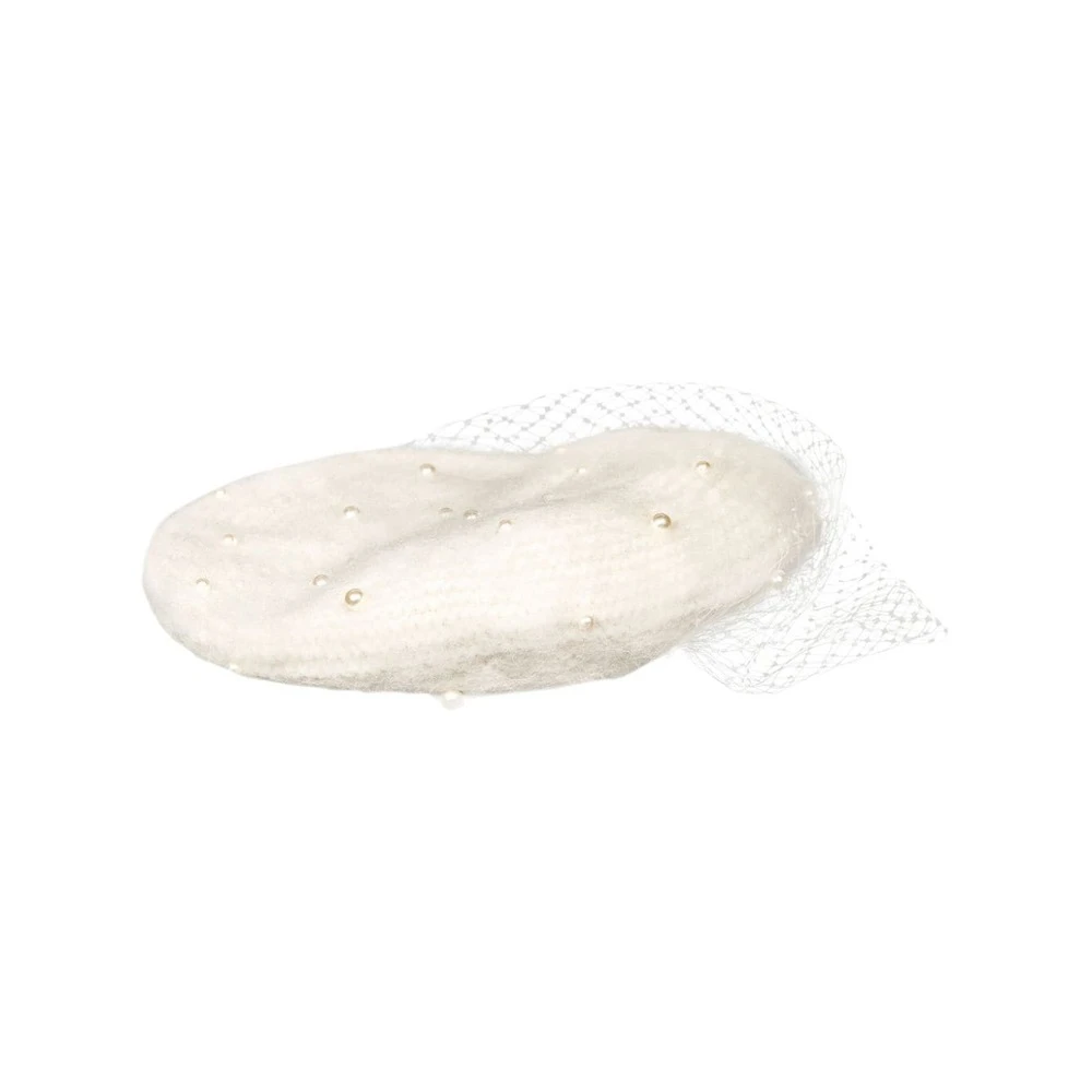 Jennifer Behr Ivoorwitte Alpaca Wol Pet met Parel Detailing White Dames