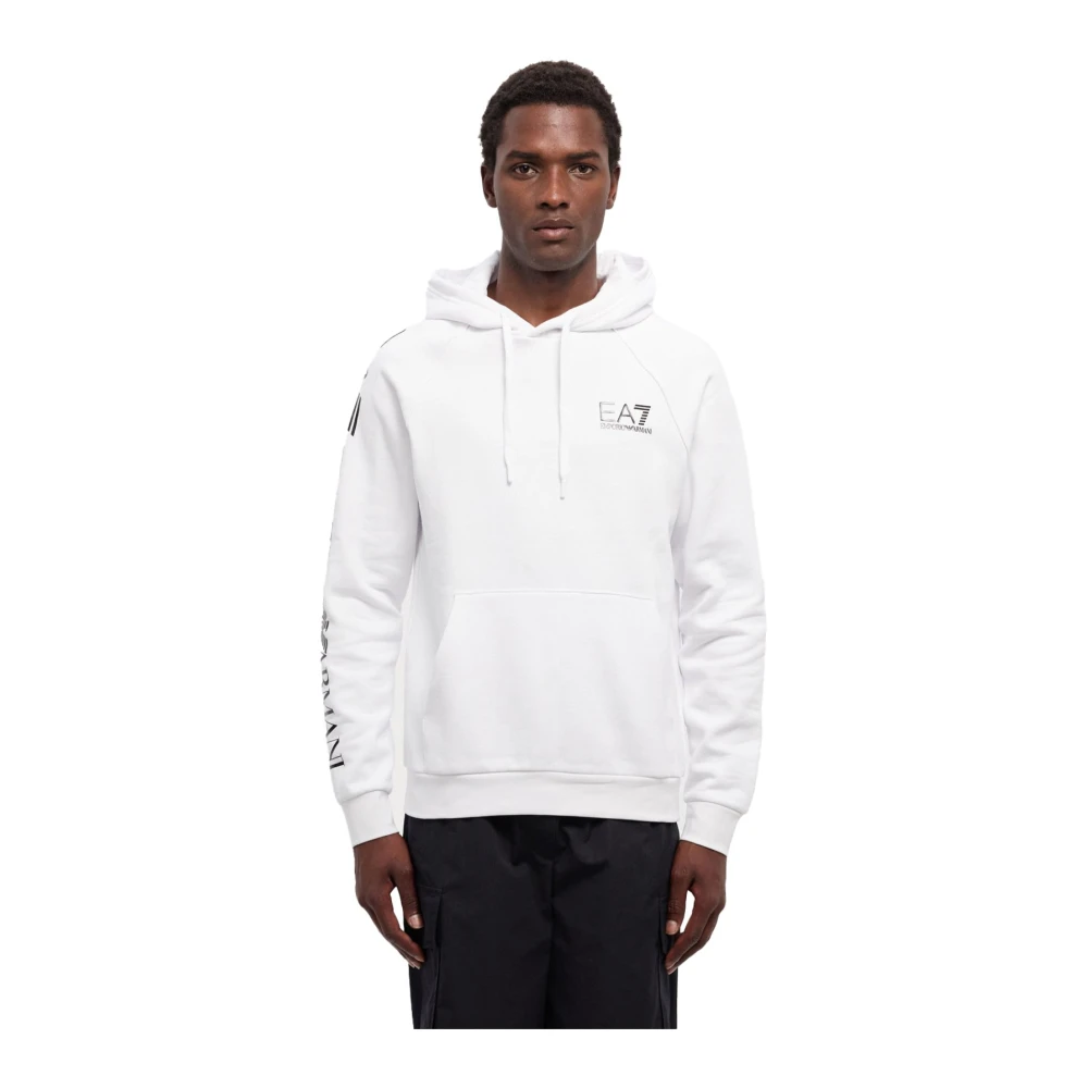 Emporio Armani EA7 Witte Armani Sweatshirt Zip Hoodie White Heren