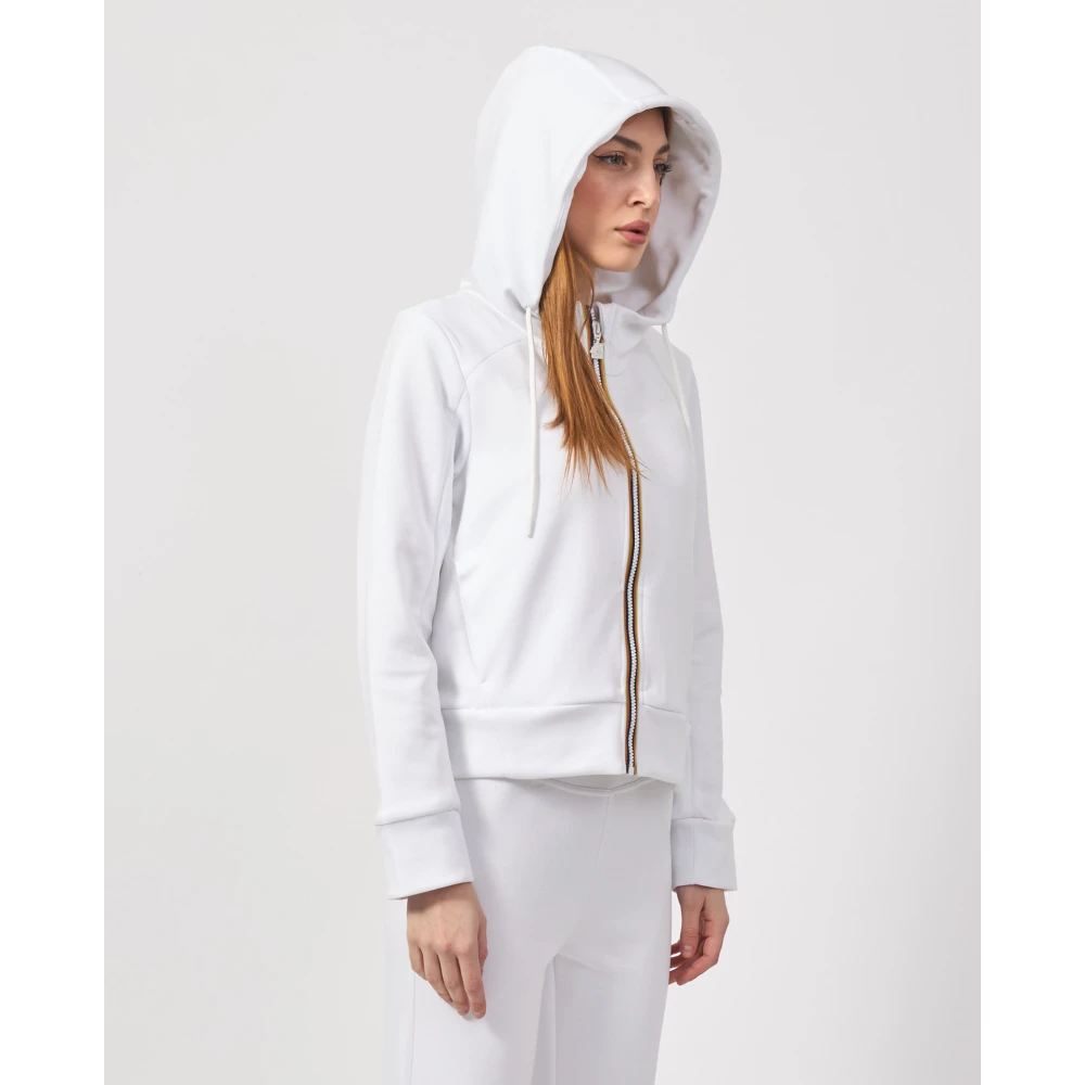 K-way Witte Cropped Sweater met Half Zip White Dames