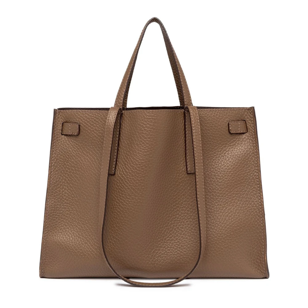 Gianni Chiarini Bruin leren Maxi-tas met handvatten Brown Dames