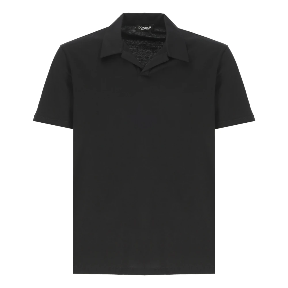 Dondup Zwarte Katoenen Poloshirt Kraag Korte Mouwen Black Heren