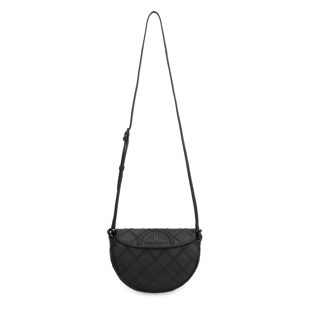TORY BURCH Mini Leren Schoudertas met Kettinghandvat Black Dames
