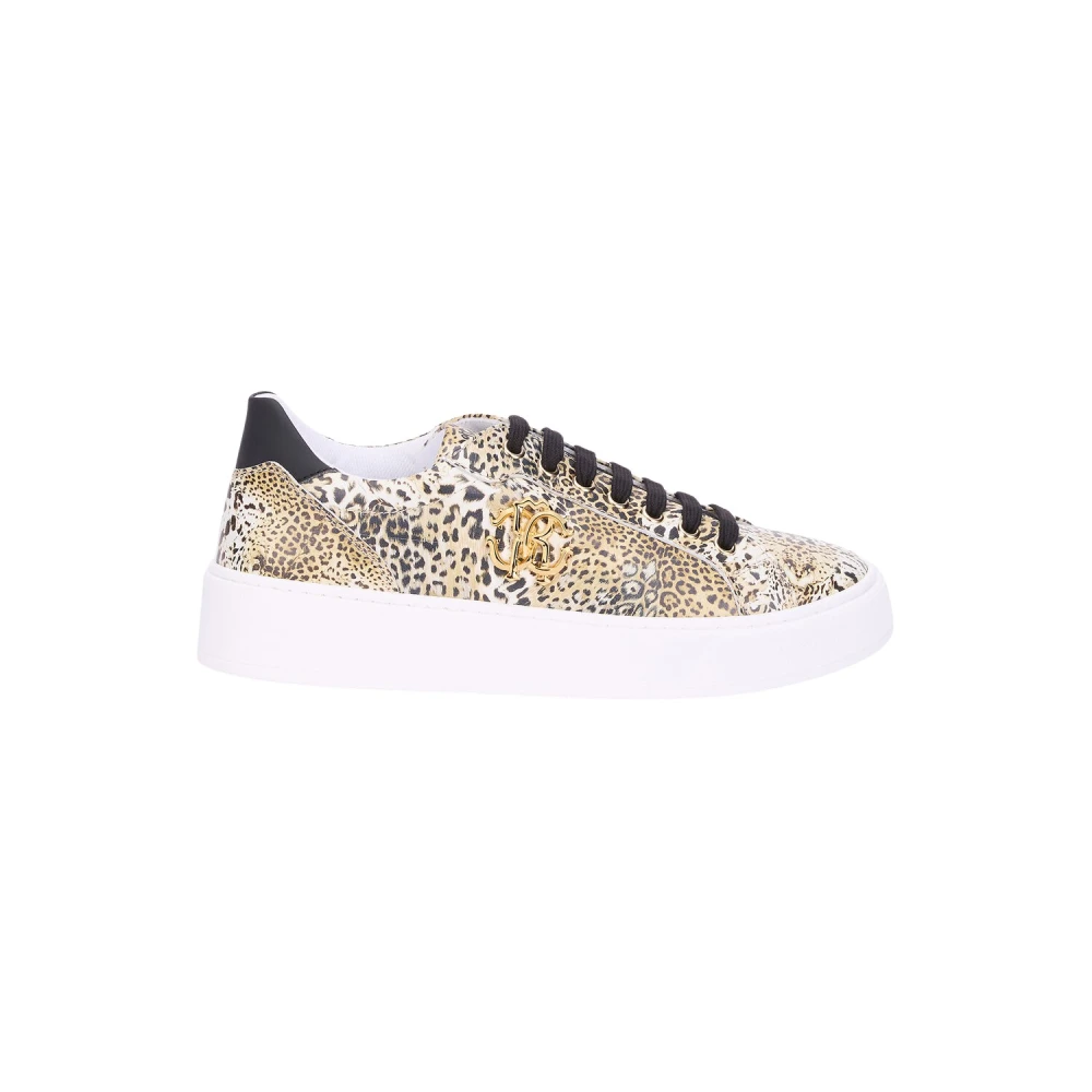 Roberto Cavalli Vrouw Bruin Luipaardprint Sneaker Met Monogram Rc