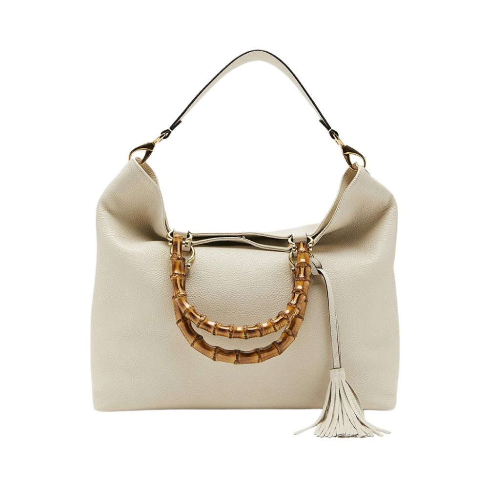 Biagini Bamboe Leren Tas Beige Dames