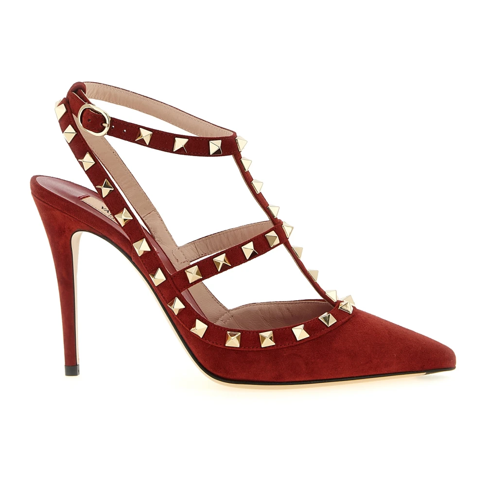 Valentino Garavani Escarpin Rockstud En Daim Femme Chaussures Rouge 37 Eu