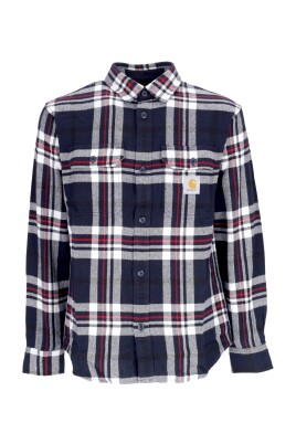checkered-long-sleeve-shirt-navy-blue