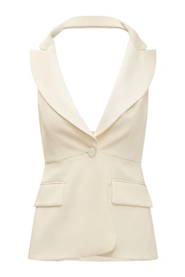 Ärmlös Stretch Viscose Tvådelad Blazer