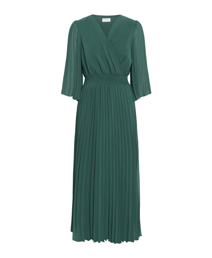 robe-verte-a-fleurs-plissee