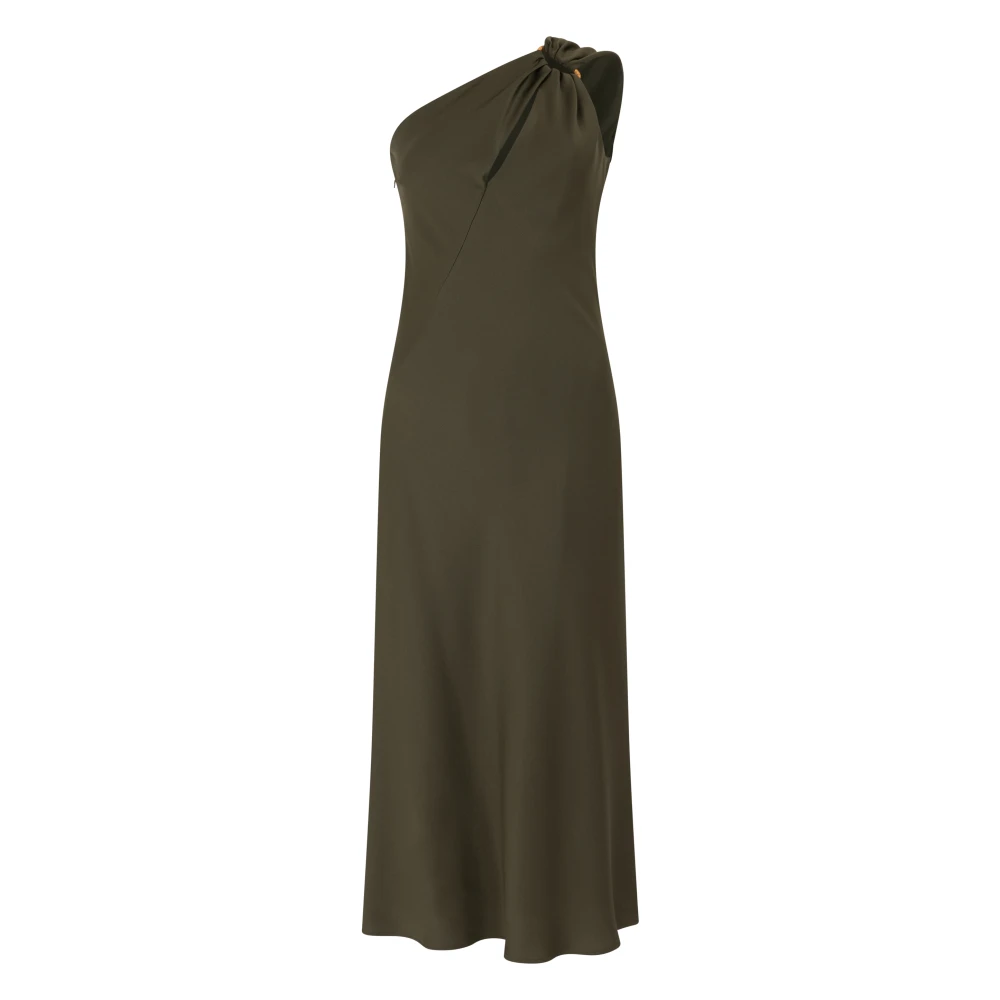 Max Mara Studio Women's Green Midi Dresses, S, One-Shoulder Midi Dress