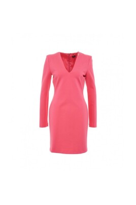 pink-v-neck-zipper-dress