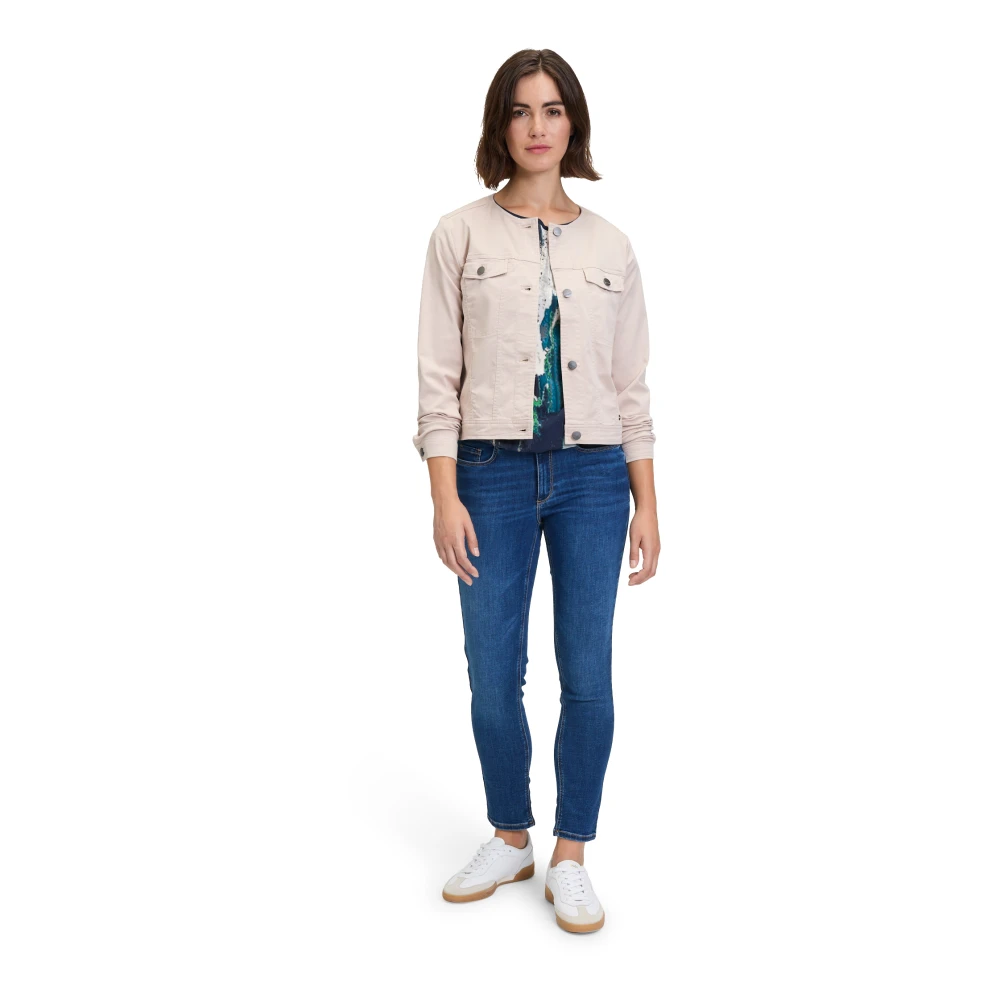 Betty & Co Denimjack met lange mouwen Beige Dames