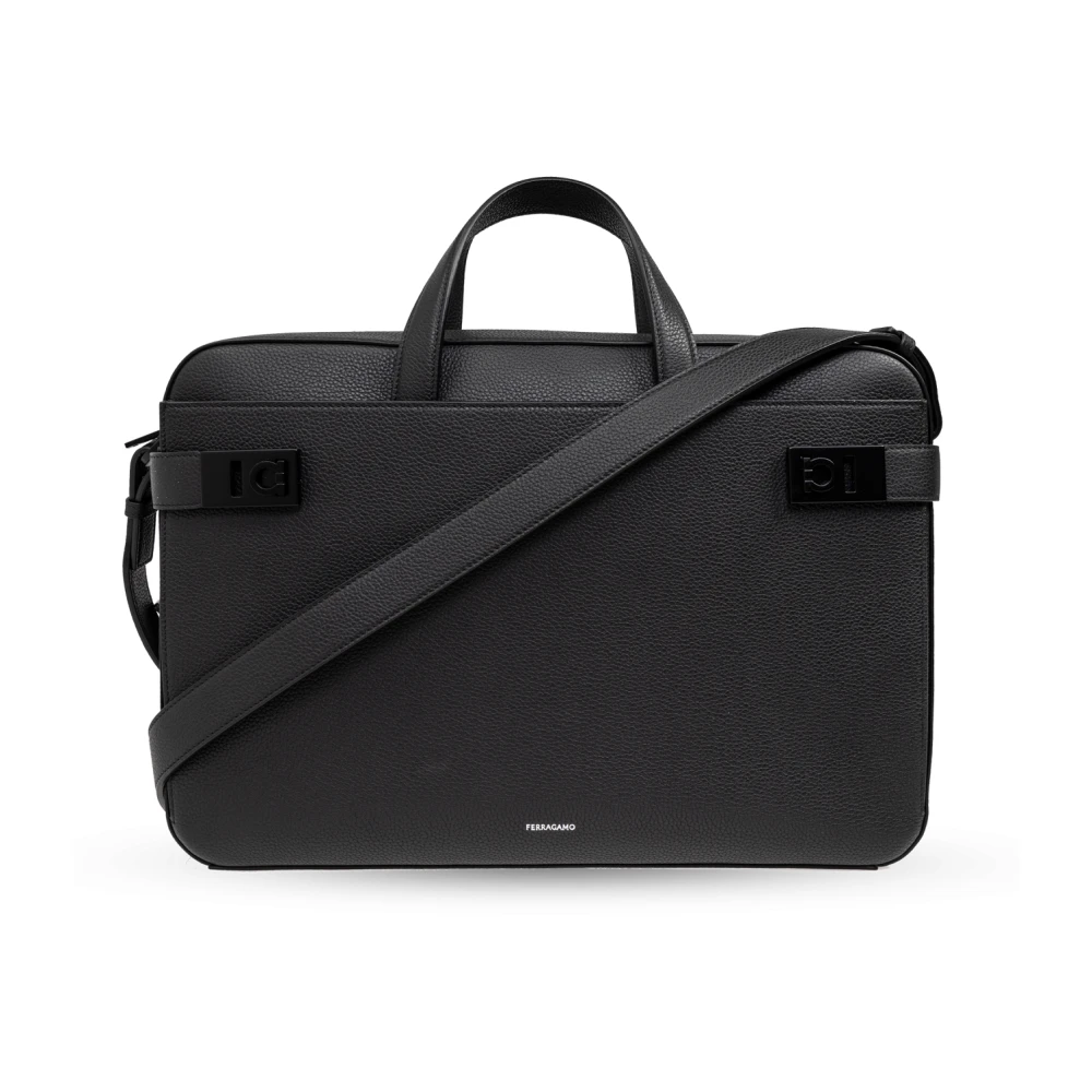 Ferragamo Uomo Nero - Twins Leather Briefcase - Bags - One Size