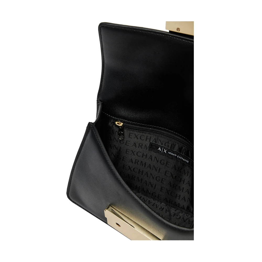 Armani Exchange Zwarte Schoudertas Elegant Minimalistisch Ontwerp Black Dames