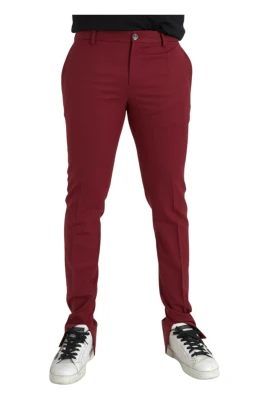 Röda Ull Slim Fit Dressbyxor