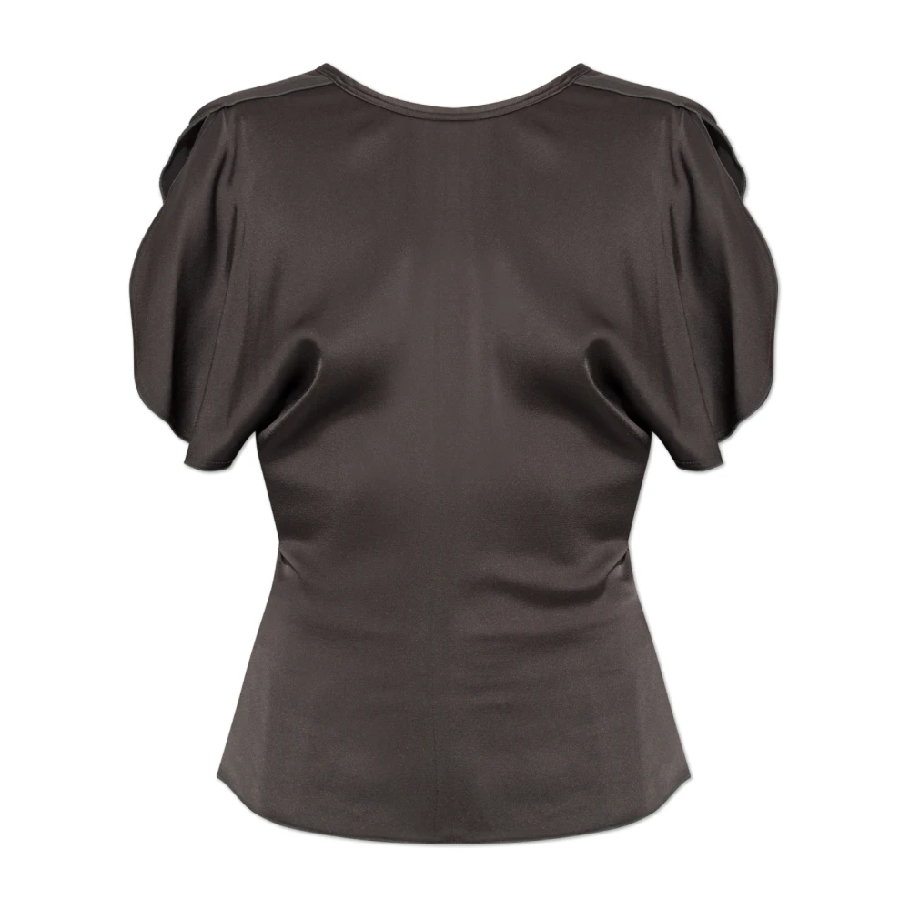 Victoria Beckham Draped Sleeve Top - Female - Blouses - Gray - Xs - Blouses & Shirts