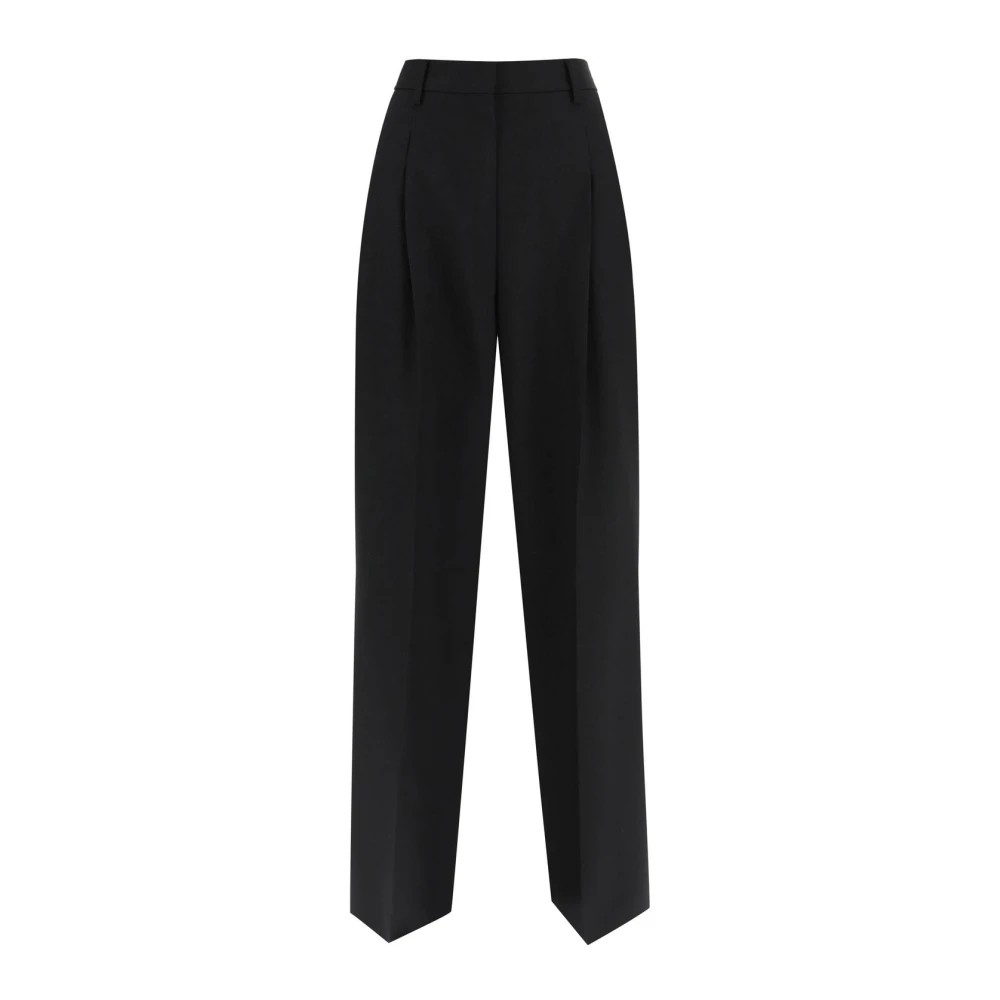 Burberry Hoge taille wijde wollen broek met darts Black Dames
