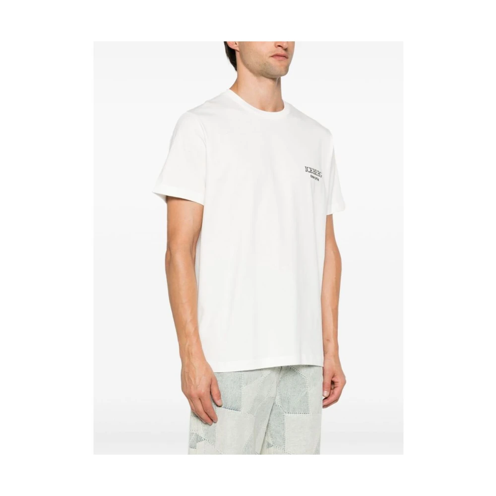 Iceberg Witte Katoenen Logo Geborduurd T-shirt White Heren