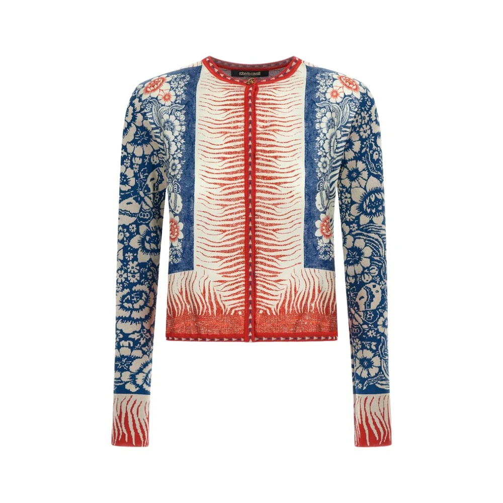 Roberto Cavalli Women's Blue Bandana Print Sweater