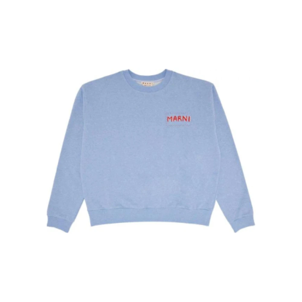Marni Bloemen Drippende Sweatshirt Blue Heren
