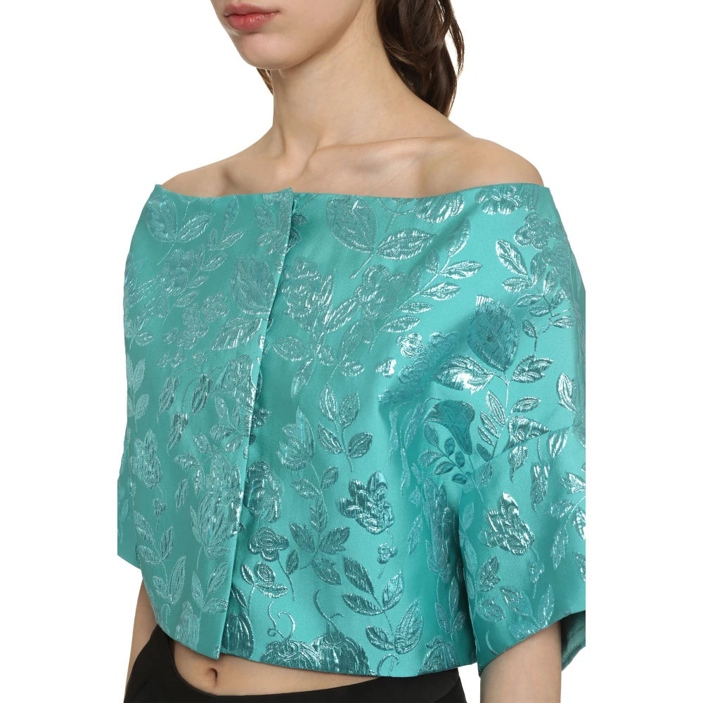 P.a.r.o.s.h. Bloemen jacquard blouse Green Dames