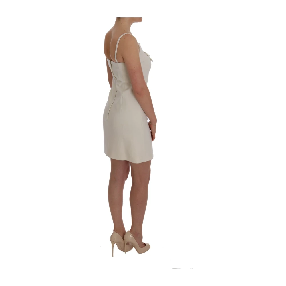 Dolce & Gabbana Elegante witte wollen shiftjurk met gouden broche White Dames