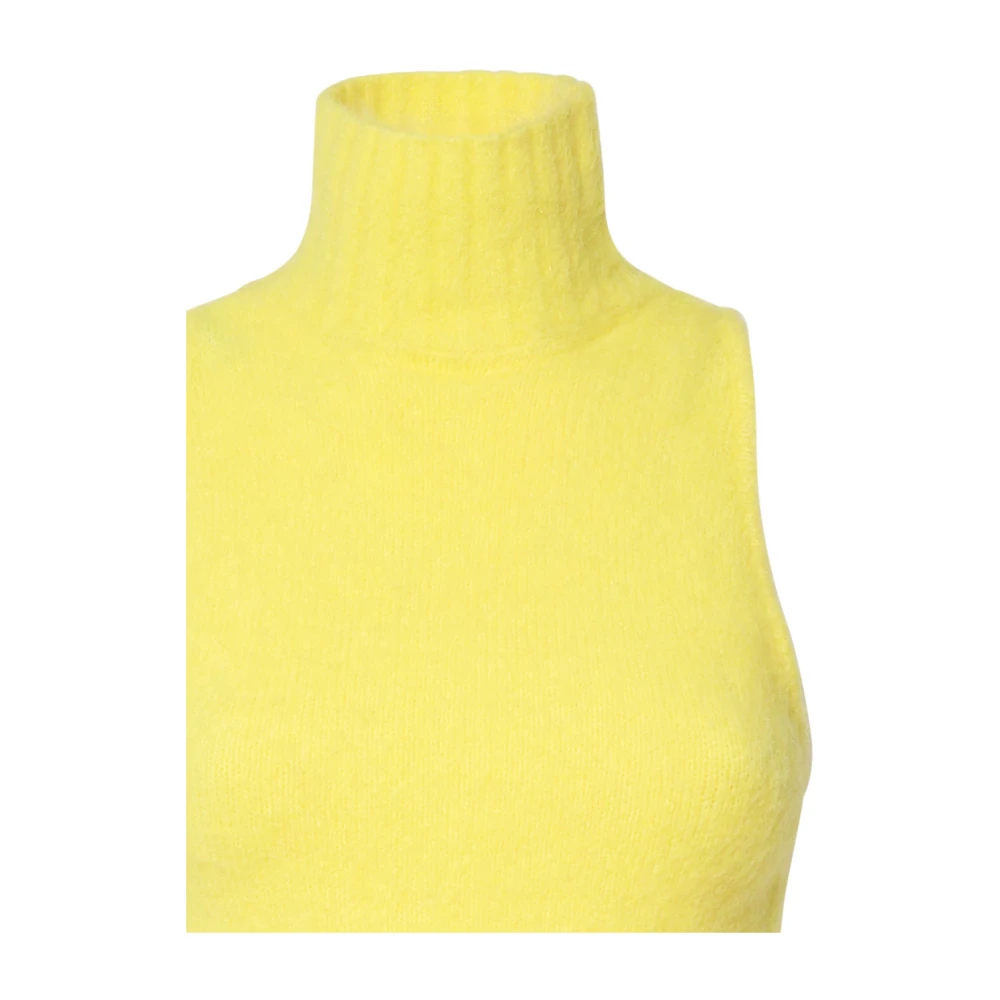 pinko Gele High Neck Crop Top Yellow Dames