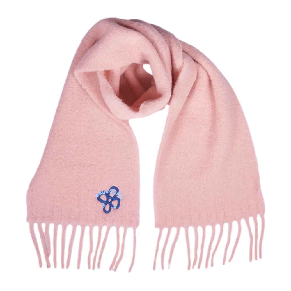PS By Paul Smith Roze Sjaal met Franjes en Bloemdetail Pink Dames