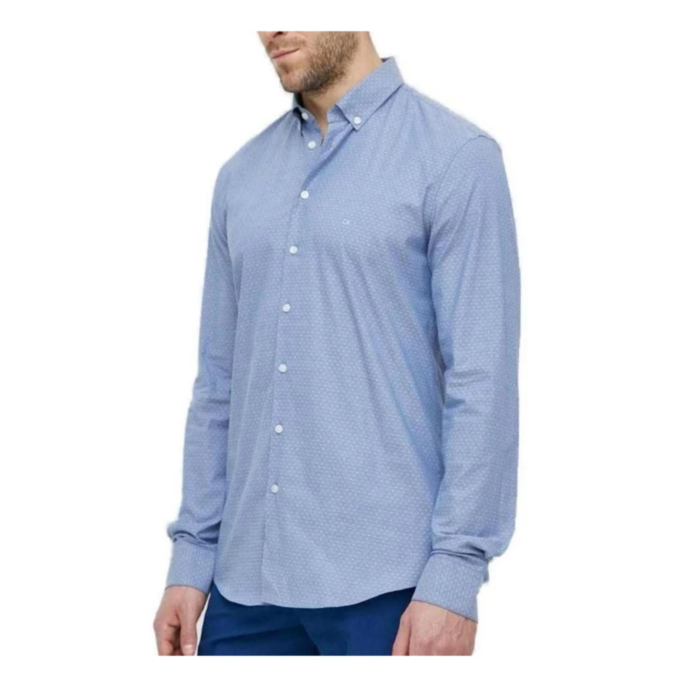 Calvin Klein Blauwe Geometrische Button-Up Shirt Blue Heren