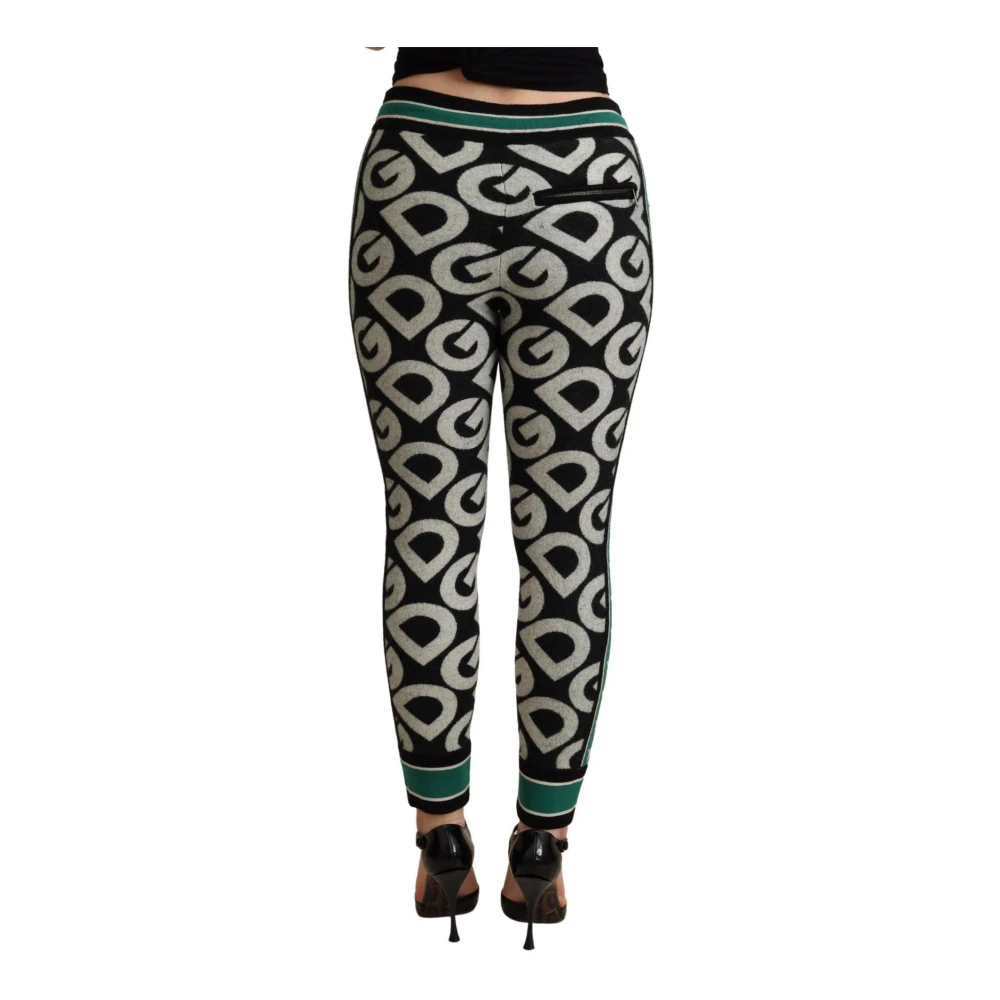 Dolce & Gabbana Wollen Jacquard Joggers Multicolor Trekkoordsluiting Multicolor Dames
