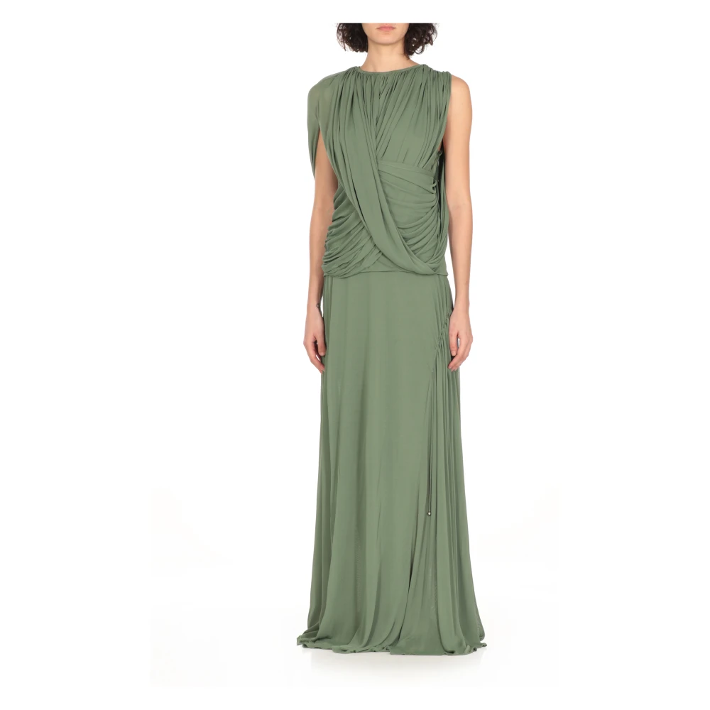 Lanvin Groene Zijden Viscose Top met Drape Green Dames