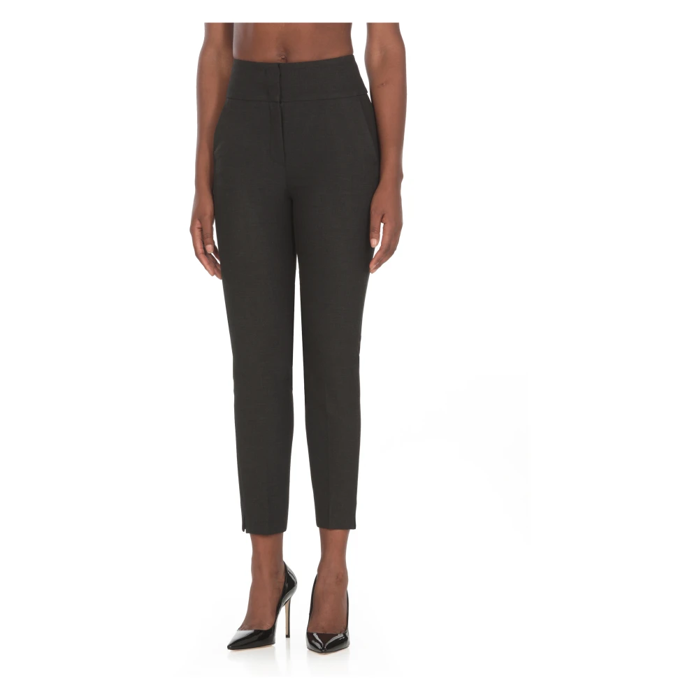 PESERICO Grijze Katoenblend Broek met Zakken Gray Dames