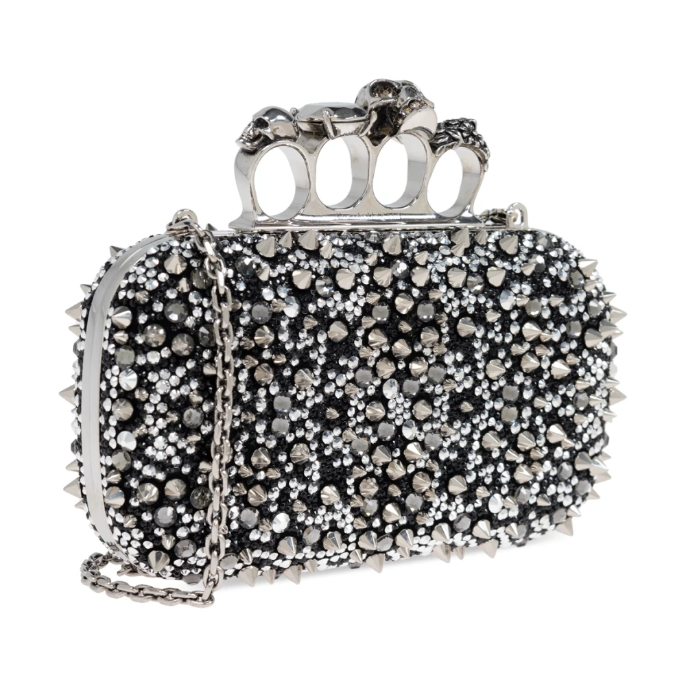 alexander mcqueen Skull Four Ring Clutch Black Dames