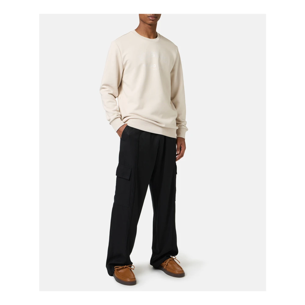 Iceberg Poeder witte crewneck slim fit sweatshirt met logo Beige Heren