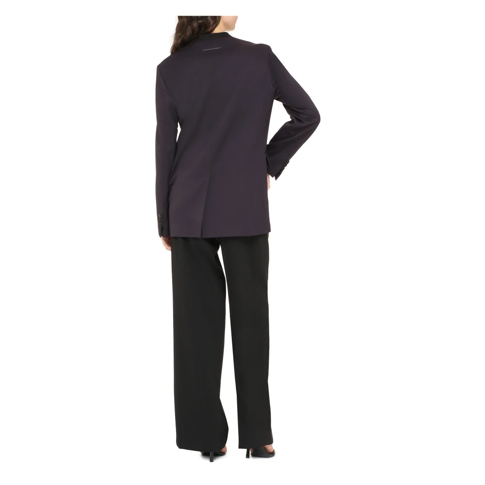 MM6 Maison Margiela Blazer van Wolmix Éénknoops Sluiting Blue Dames