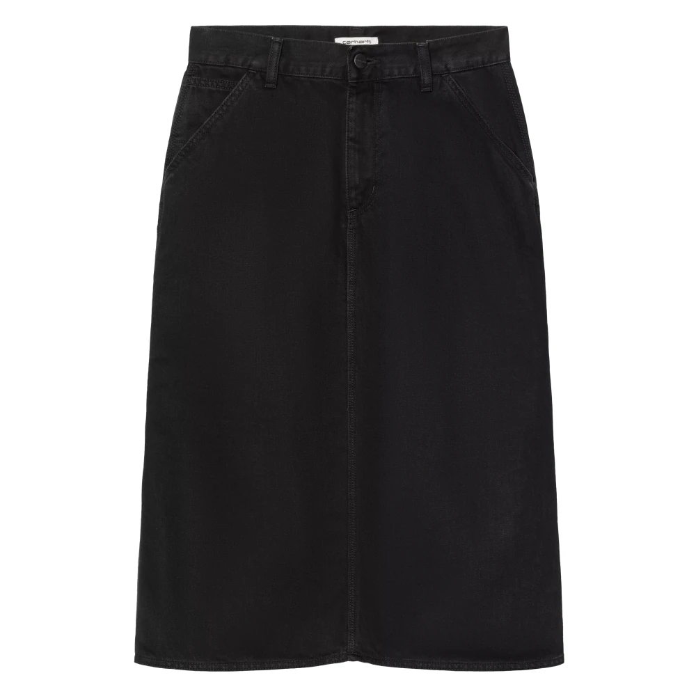 Carhartt Wip Women's Black Denim Skirts, M, W Single Knee Skirt