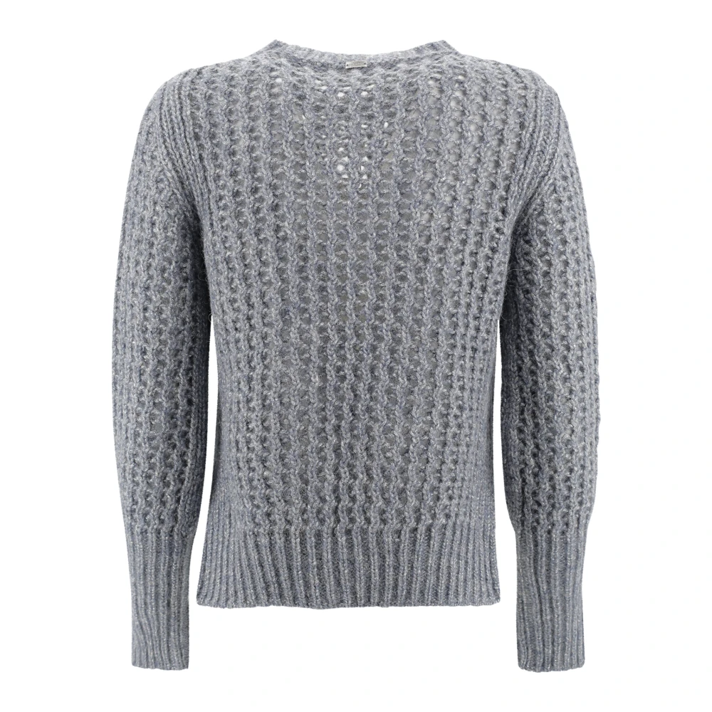 Herno Heldere Blauwe Metallic Gebreide Trui Blue Dames